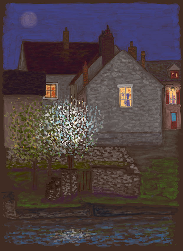 Twilight in Grez-sur-Loing    Le crépuscule à Grez-sur-Loing